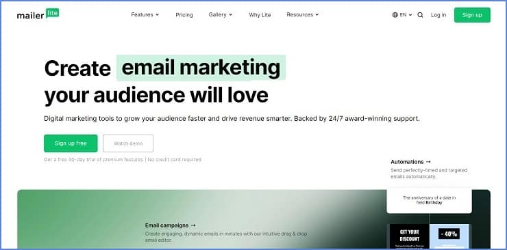MailerLite - Robust EmailOctopus Alternative