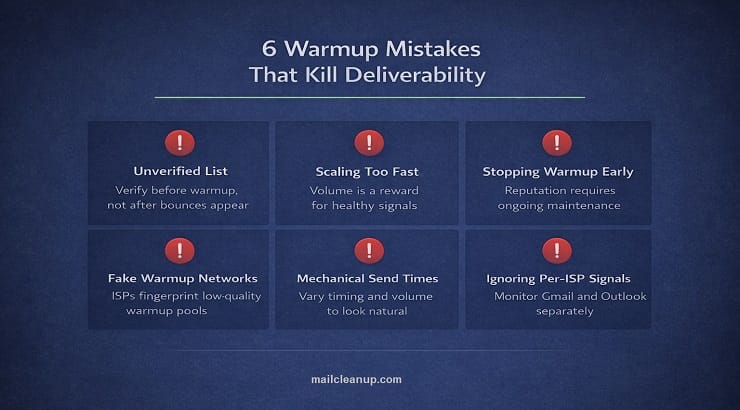 Common Email Warmup Mistakes Visual