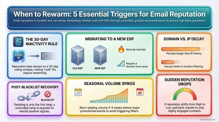 Email Domain Rewarming Decision Infographic