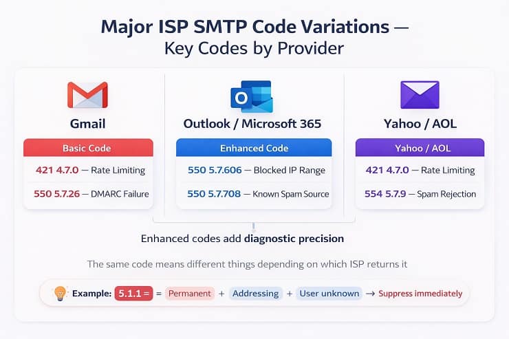 ISP-Specific SMTP Error Code Variations