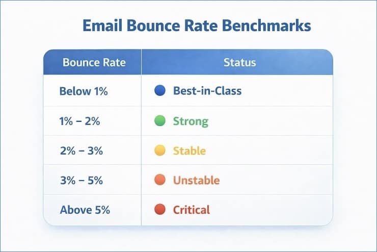 Email Bounce Rate Benchmark Table Graphic